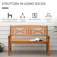 Panchina da Giardino 2 Posti 123x61x89,5 cm in Legno Naturale