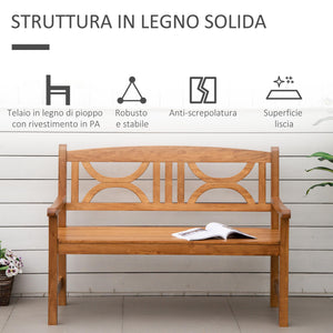Panchina da Giardino 2 Posti 123x61x89,5 cm in Legno Naturale