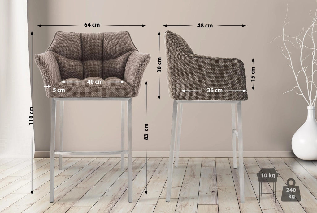 Barhocker Damaso E Stoff mit 4-FuЯ Gestell
