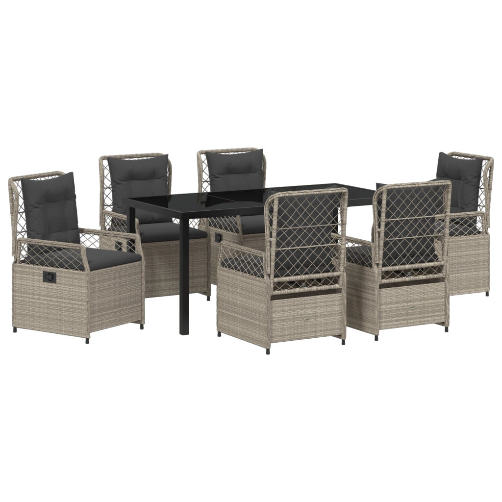 Set da pranzo da giardino 7 pezzi grigio chiaro polyrattan