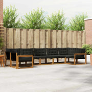 Set di divani da esterno con cuscino 7 pcs Naturale e Nero