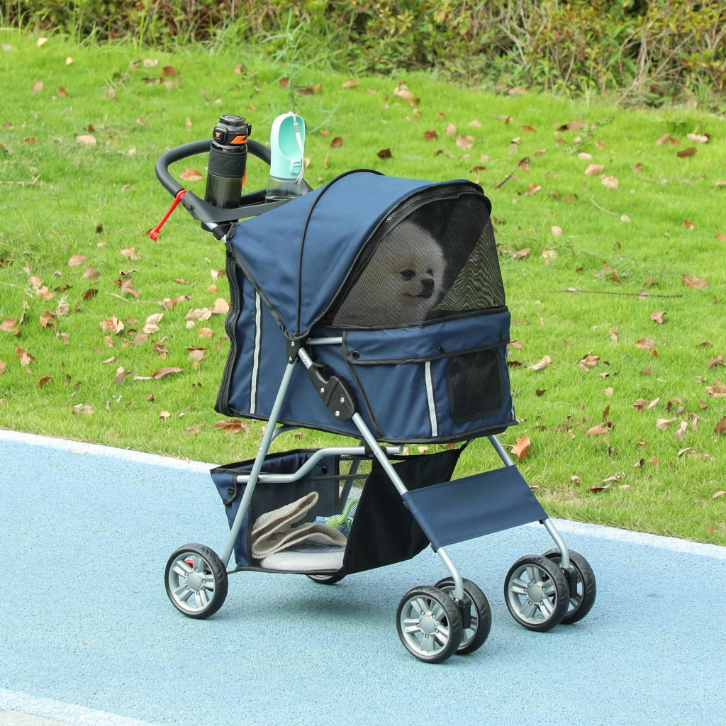 Passeggino per Cani Pieghevole ¨C zephmum ¨C Blu Scuro 75x45x97cm