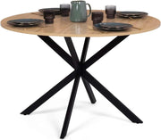 IDMarket - Tavolo da pranzo rotondo ALIX, legno e gambe a ragno nere, 4-6 persone, 110 cm