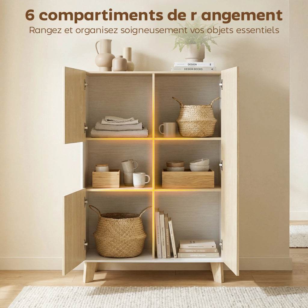 Buffet ¨C zephmum ¨C bianco e legno naturale, 80x40x135cm