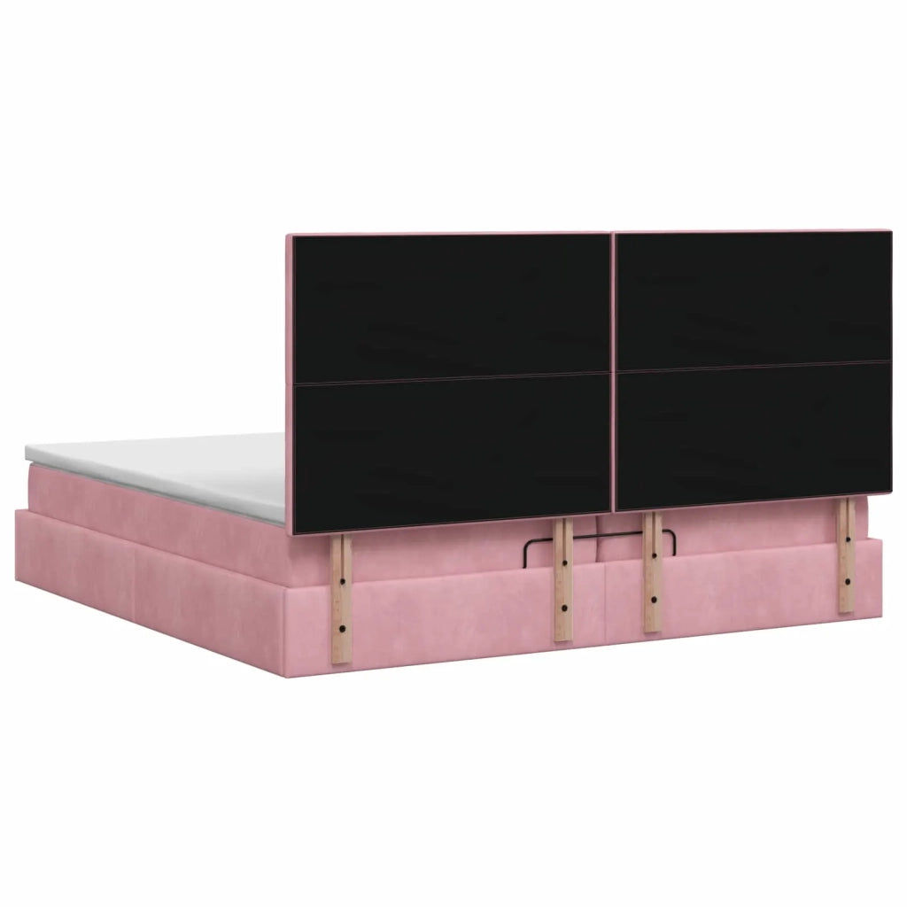 Letto Ottomano con Materasso e LED Rosa 200 x 200 cm Velluto 3458258