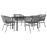 Set da Pranzo da Giardino 5 pz | Set Salotto da Giardino con Cuscini Polyrattan Vetro