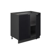 Mobile lavello cucina Fame-Line Nero rigato/Antracite 80 cm con ripiano, PL Rovere Vicco