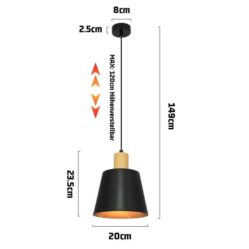 Lampada a sospensione ZMH per sala da pranzo 1 fiamma 2 x Lampada a sospensione in metallo nero industriale