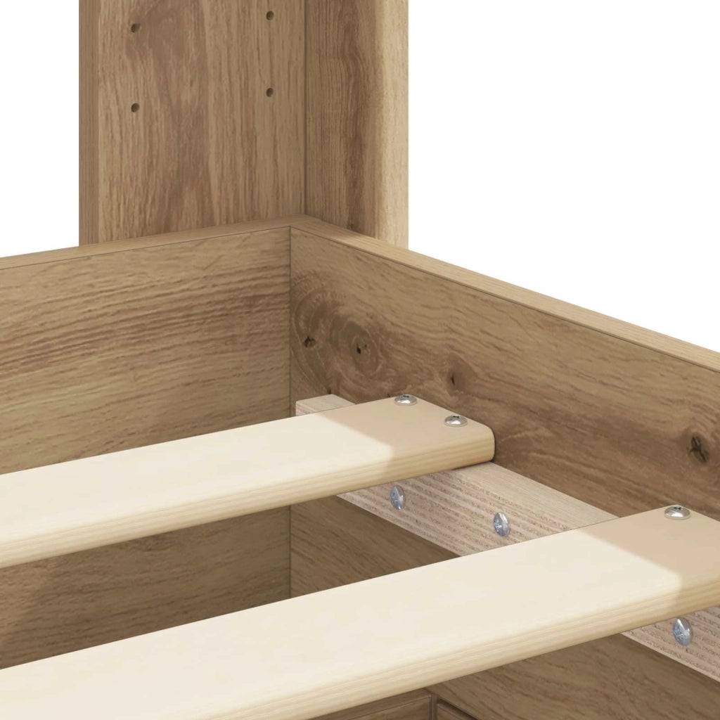 Struttura del letto con stoccaggio e testata Rovere Artigianale