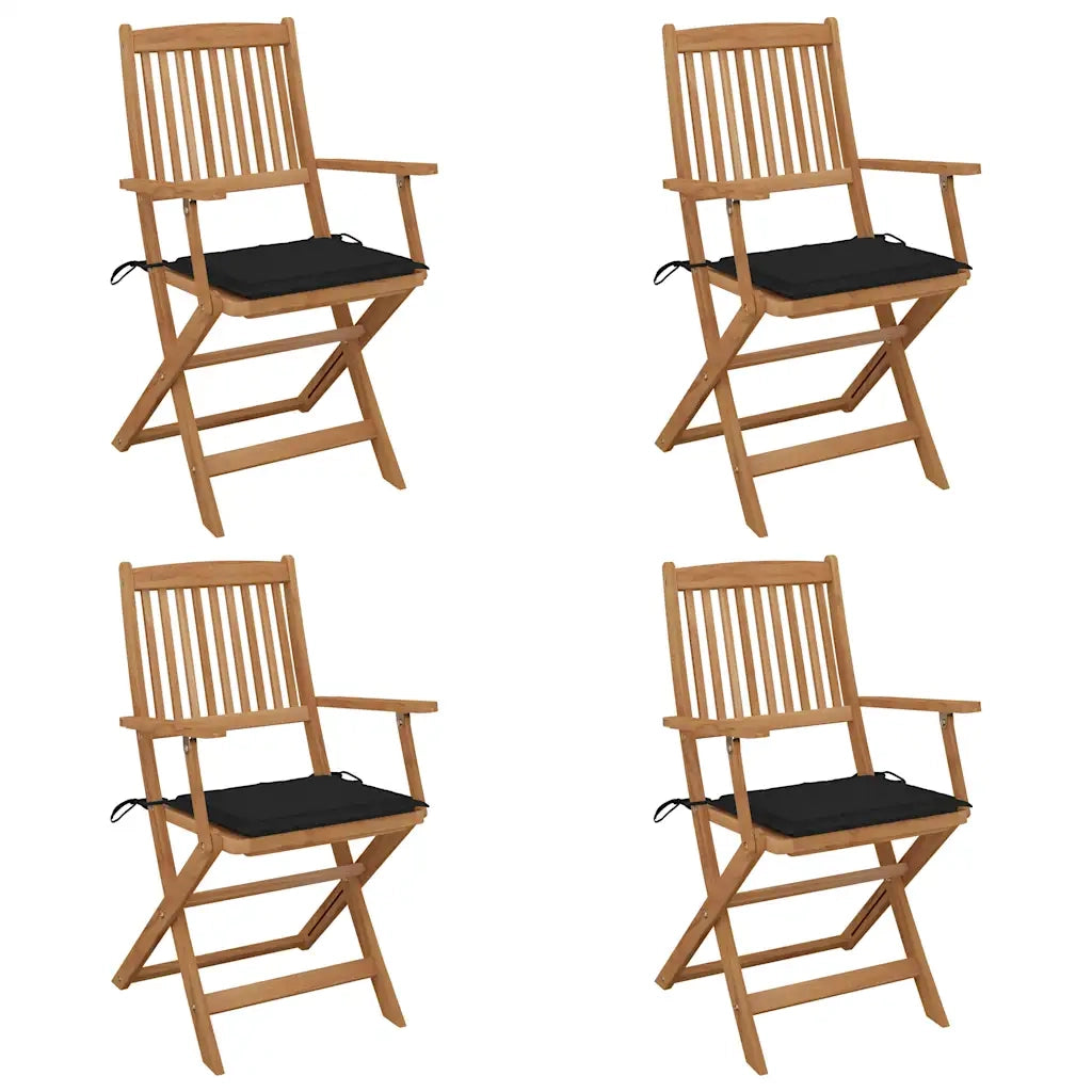 Sedie da Giardino Pieghevoli 4 pz con Cuscini Massello Acacia
