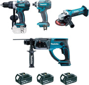 ENSEMBLE DE 4 MACHINES MAKITA 18 V LI-ION 4 AH (DDF458 + DTD152 + DHR202 + DGA452) - DLX4054MX1