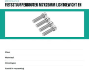 Set di viti per bicicletta M7x25mm - Leggero - Portatile - 4 pezzi - Solido - Duraturo - Viti per bicicletta