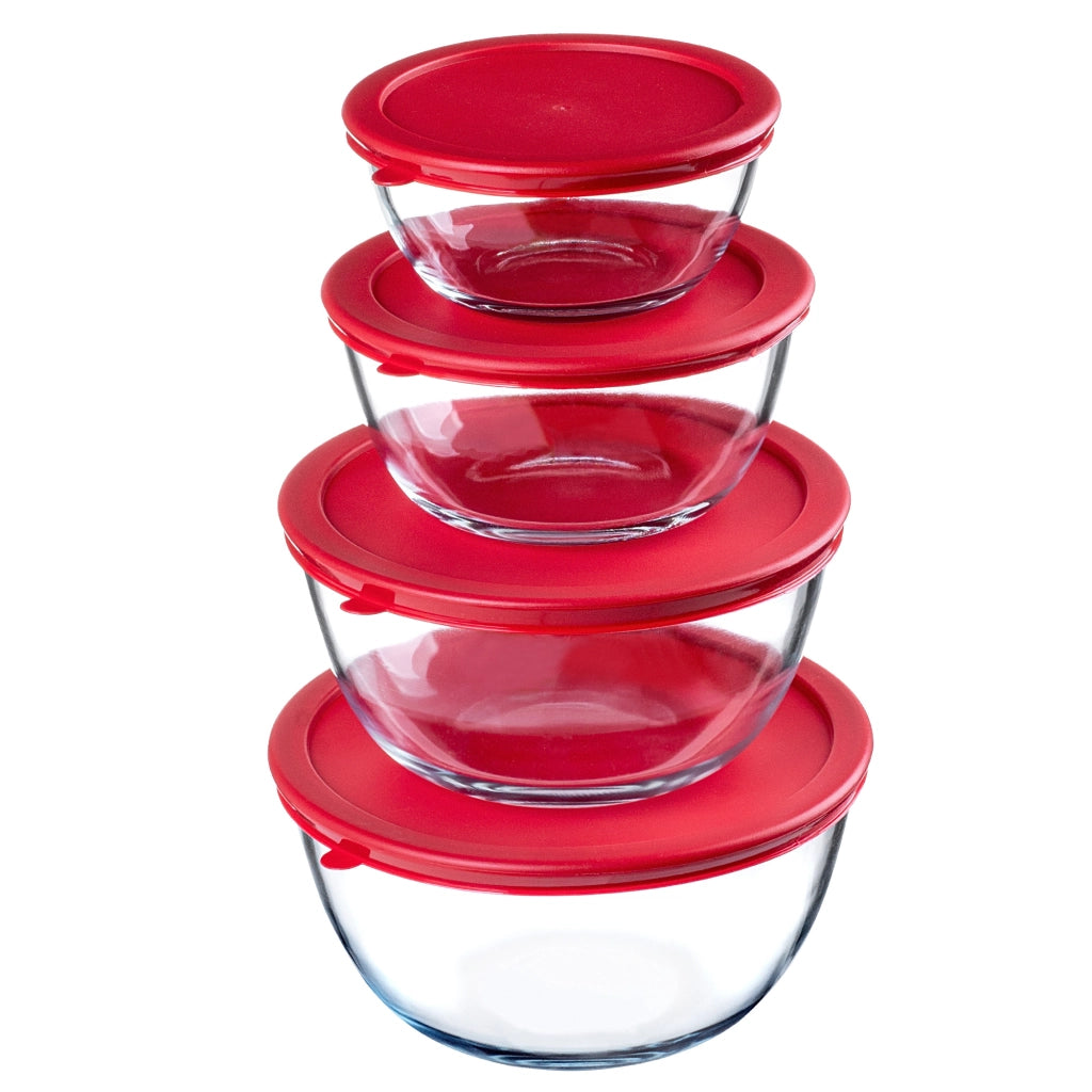 Set di 4 pirofile in vetro KADAX resistenti al forno con coperchio