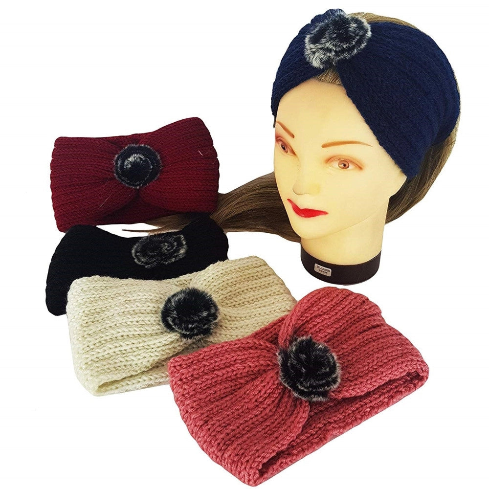 Trade Shop - Fascia Elastica Lana Piuma Annodata Retro Ferma Capelli Tessuto Accessori -