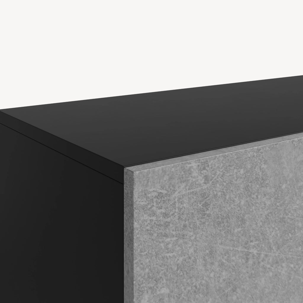 Mobile Porta TV Halmstad da Parete con Ante a Ribalta 140 x 31 x 30 cm - Nero/Effetto Cemento [en.casa]