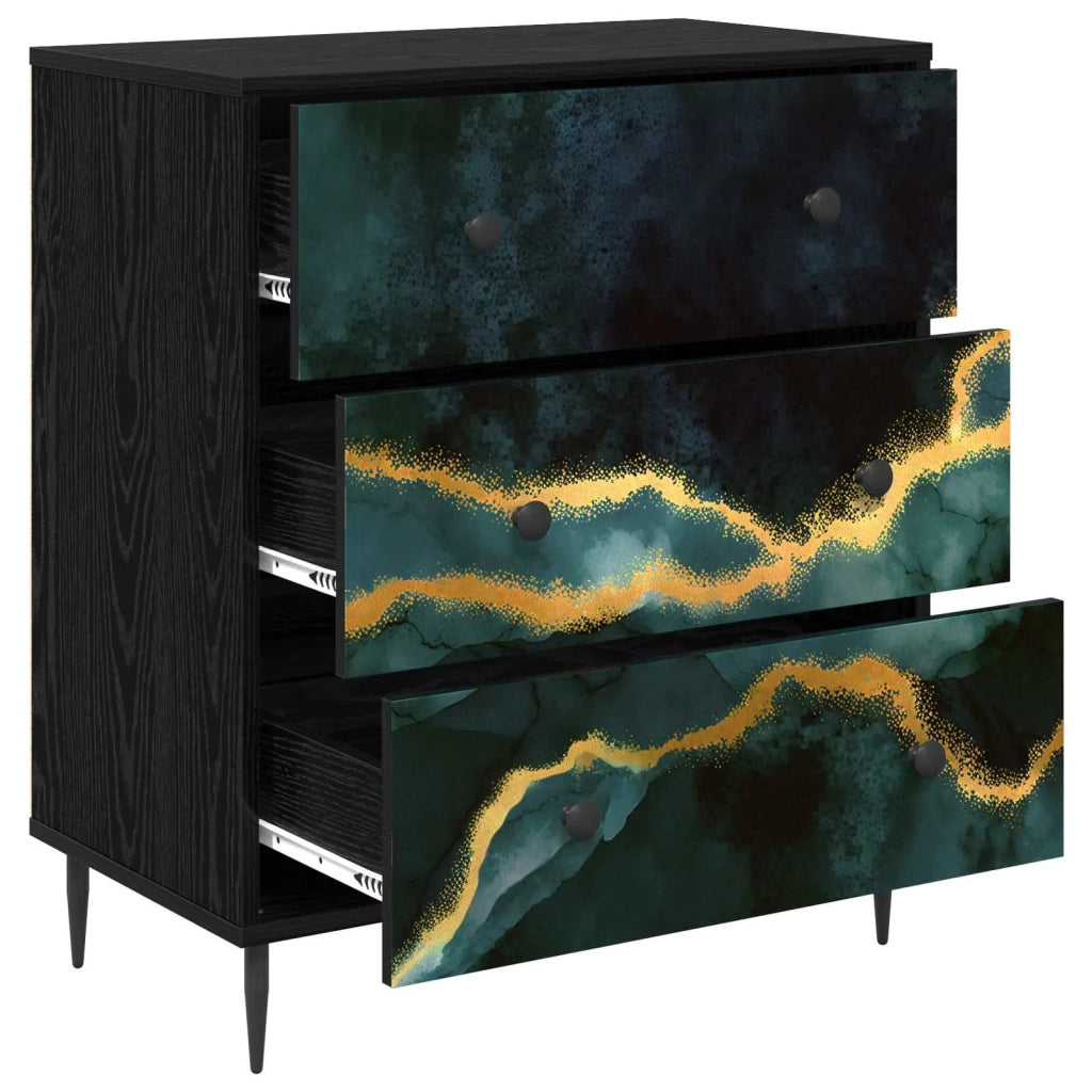 Cassettiera WIJHE Stampa in marmo turchese 66 x 36,5 x 76 cm 8007374