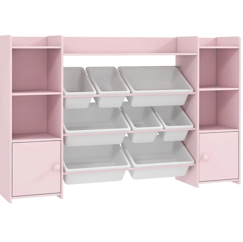 Mobile contenitore per bambini 140x30x90 cm rosa – 8 contenitori rimovibili