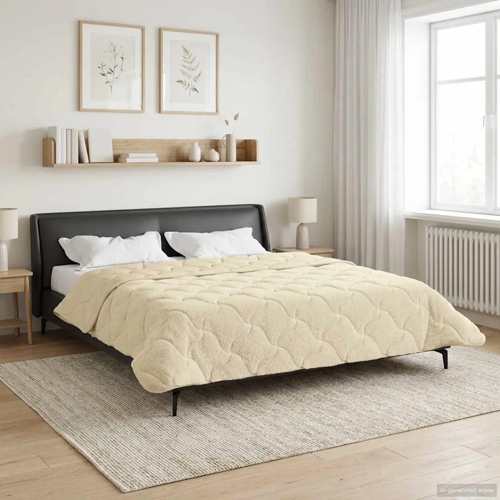 Duvet Invernale Crema 200 x 200 cm Microfibra e Fleece Teddy