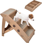 Scala per cani e gatti pieghevole, con tappetino in feltro, carico fino a 60 kg, rampa antiscivolo per cani e gatti per letto, auto, divano (marrone, 65 x 55 x 50 cm, 4)