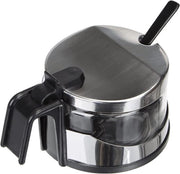 Set di zucchero con cucchiaio in acciaio inossidabile argentato trasparente 13 x 10 x 9 cm