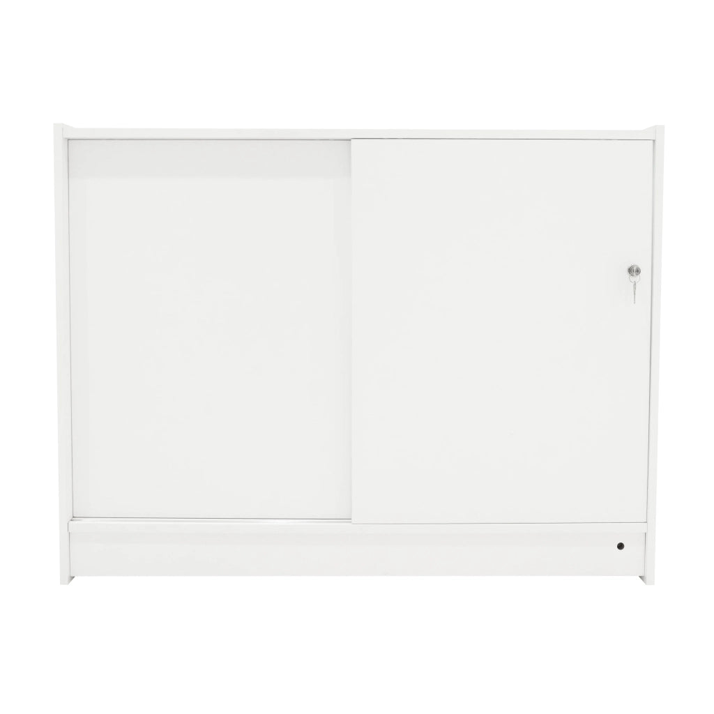 Bancone LED B1200 Bianco con 1 Ripiano a Vista e 2 Chiusi