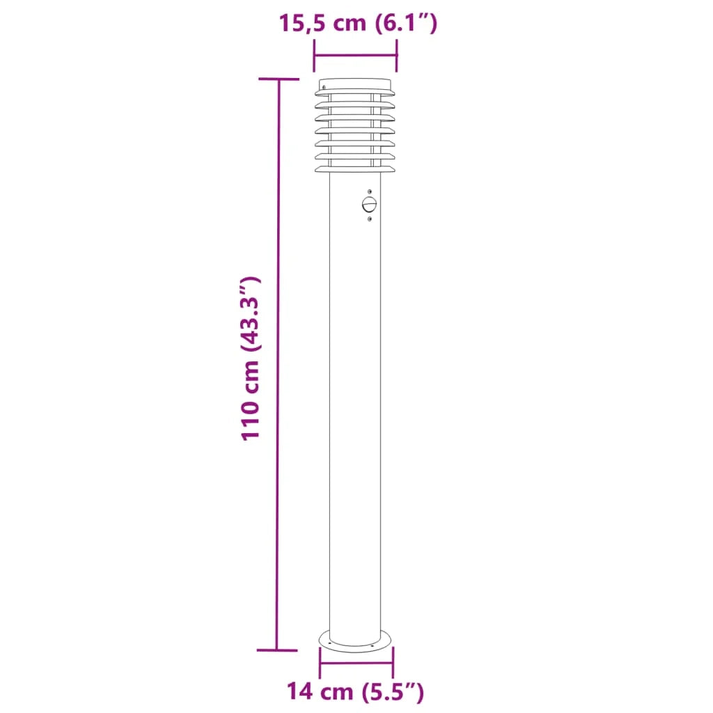 Lampada da terra per esterni con sensore acciaio inox argento Argento 02_0042525