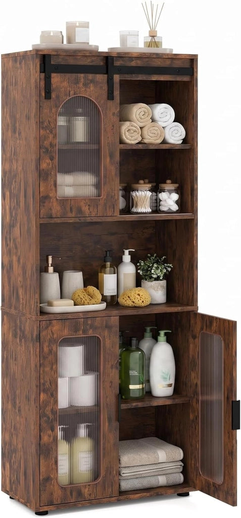 Mobile Alto da Bagno, Armadio Salvaspazio in Legno (Caffè)
Mobile Contenitore da Terra con Anta Scorrevole, Armadietto a 2 Ante e Ripiano Aperto, per Bagno, Soggiorno e Sala da Pranzo