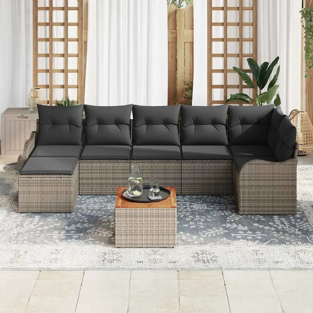 Set Divano da Giardino 8 pcs Grigio polyrattan 3356151