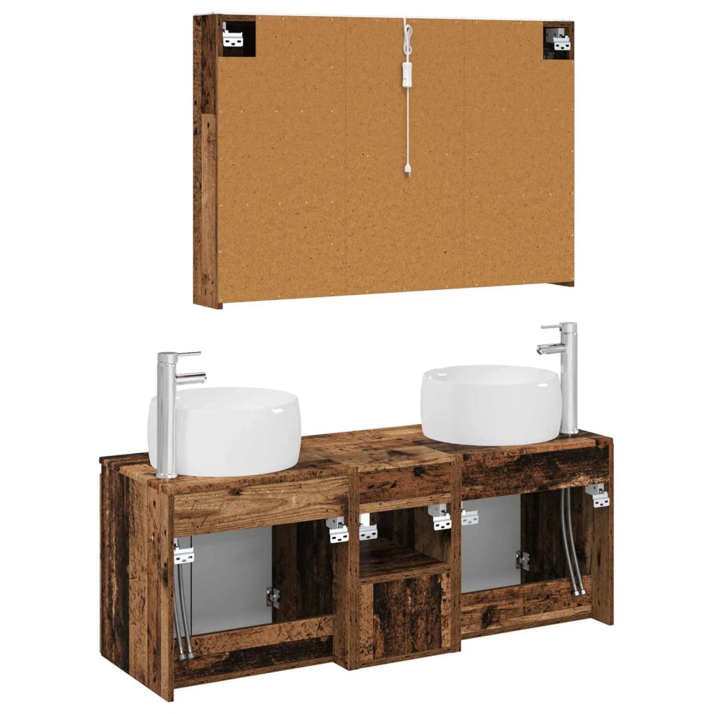 Set di Armadi da Bagno 4 pcs Legno antico Legno ingegnerizzato 3406549