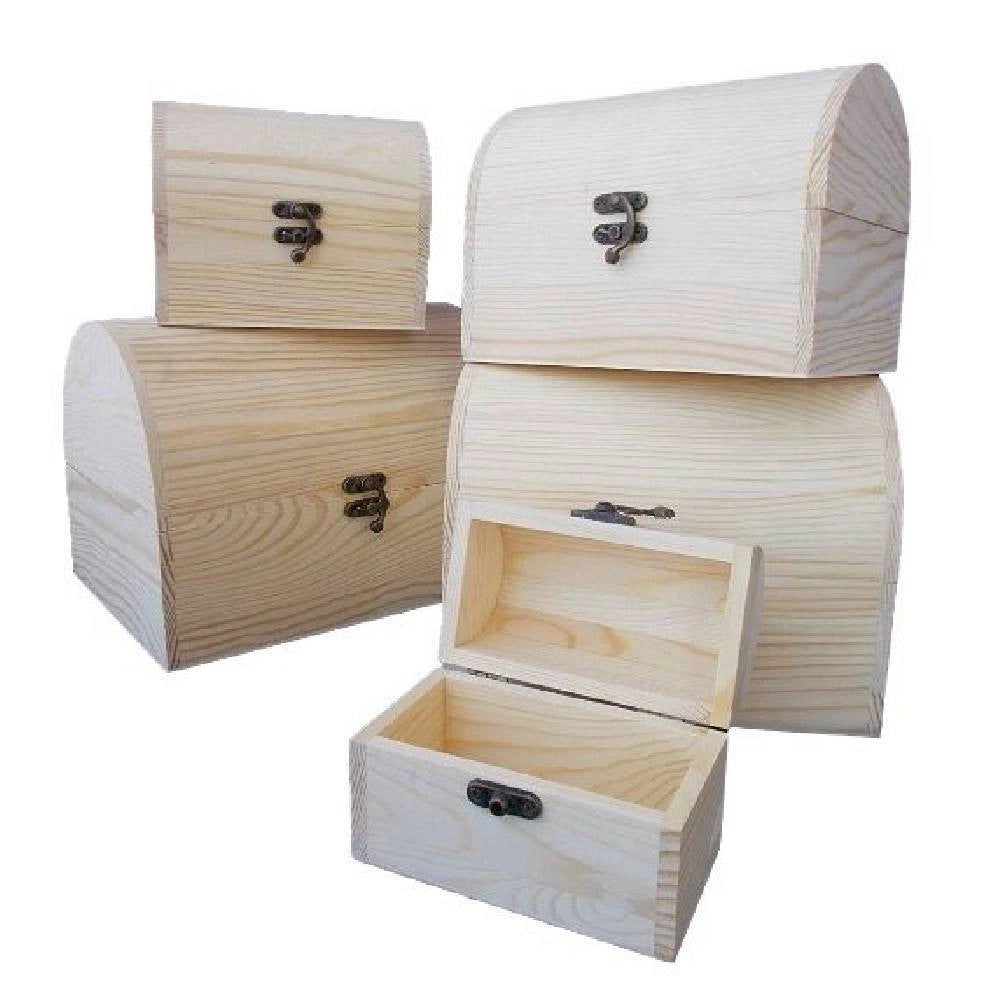 Trade Shop - Set 5 Scatole In Legno Bauletto Decoupage Portagioie Matrioska Scatola Cofanetto -