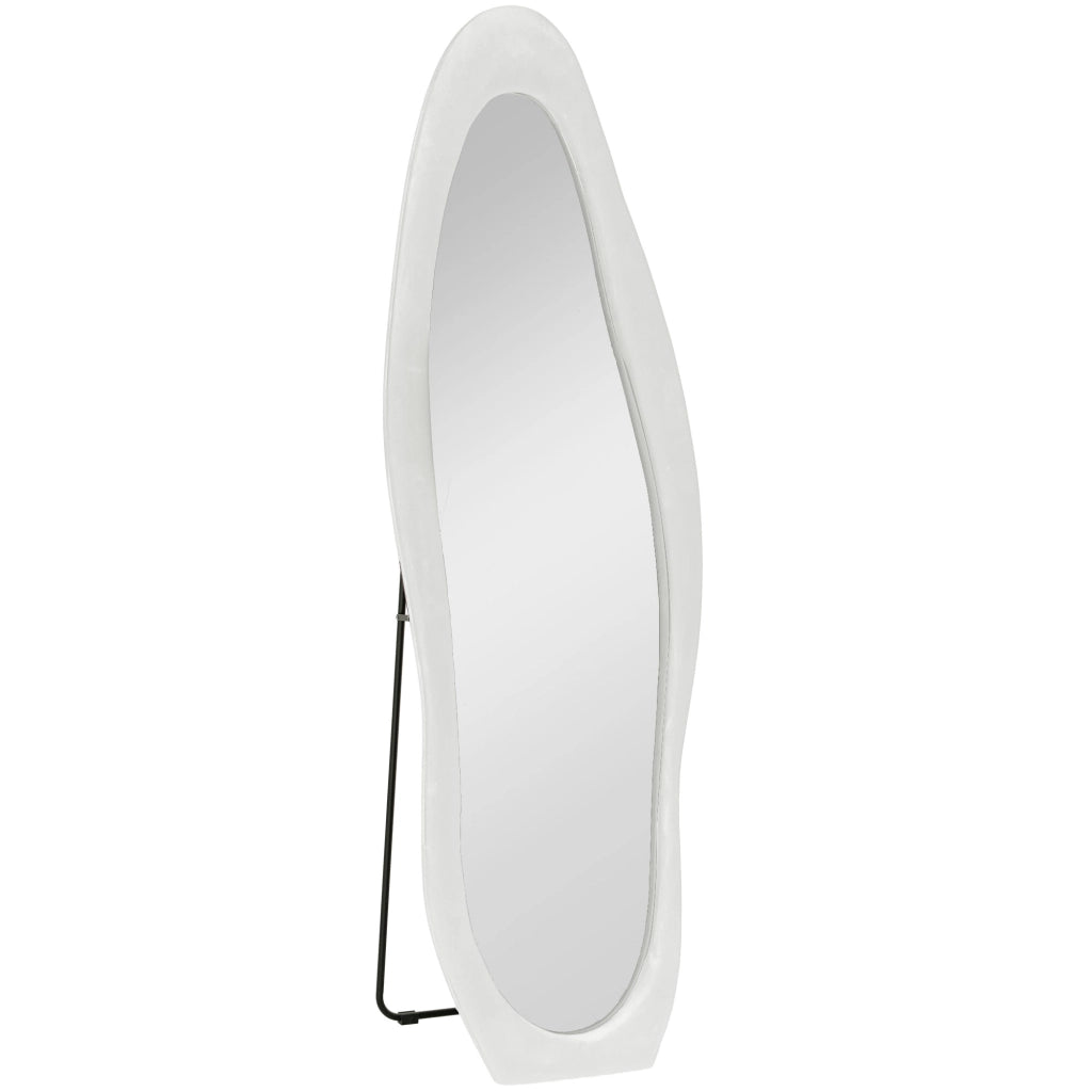 Specchio da terra intero 50x160 cm bianco, specchio ondulato da parete o appoggio con supporto