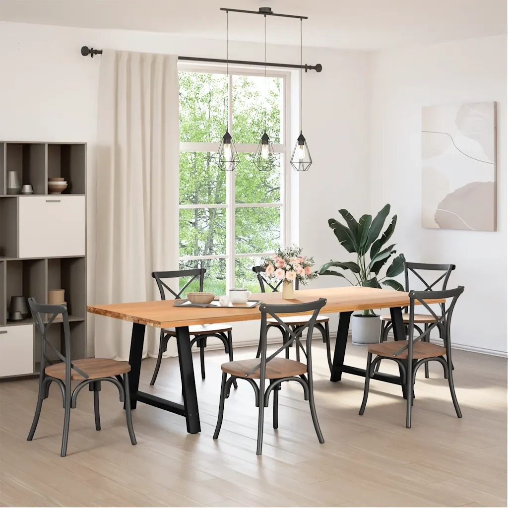 Gambe per tavolo da pranzo a forma di A 2 pz nere 100x(72-73) cm in acciaio
