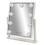 SPECCHIO 9 LED HOLLYWOOD 3 LUCI DI COLORE BIANCO, NATURALE, CALDA, REGOLABILE, INTERRUTORE TOUCH CAVO USB INCLUSO 28 X 35 CM