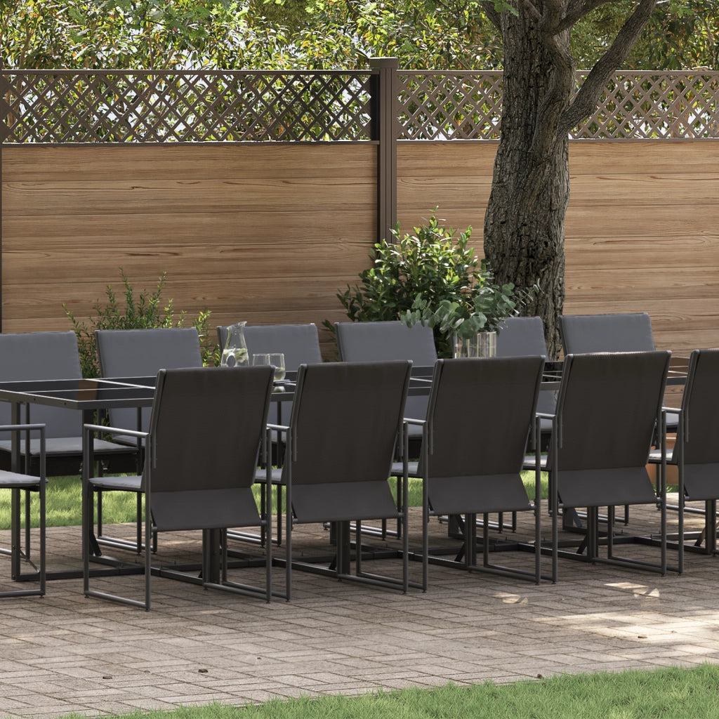 Set da Pranzo da Giardino con Cuscini in Acciaio e Textilene da 22 Pezzi