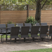 Set da Pranzo da Giardino con Cuscini in Acciaio e Textilene da 22 Pezzi