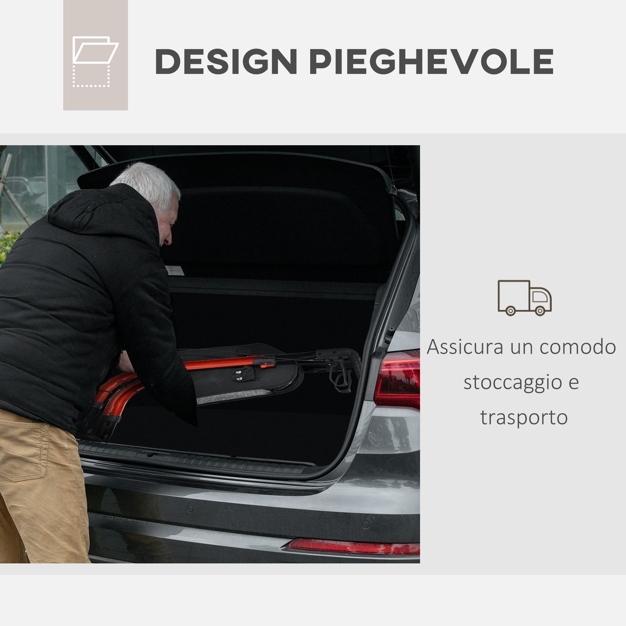 Deambulatore ad Altezza Regolabile con 3 Ruote e Tasca Portaoggetti 68x68x86,5-99 cm in Alluminio Rosso