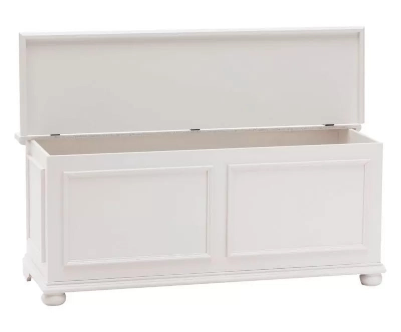 Cassapanca in legno bianco anticato shabby 120x42x50 - Mobili 2G