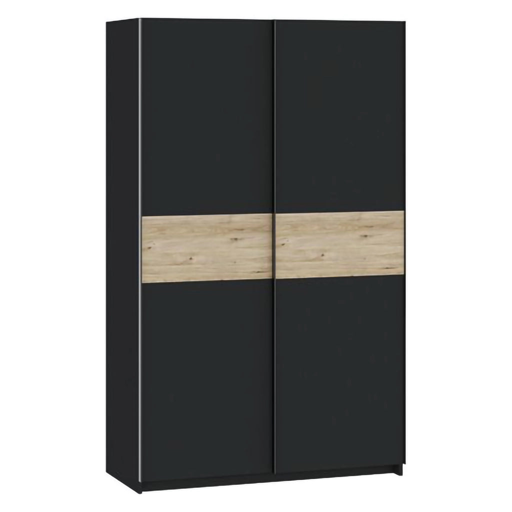 Armadio Camera da Letto Maba, Guardaroba 2 Ante 2 Ripiani, 120x204h cm Nero Antracite