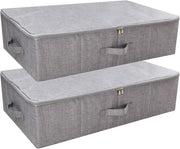 Set di 2 Boxe di Stoccaggio per Scarpe sotto il Letto con Cerniera - Cassetti per Coperte e Abiti - Ripiegabile e Lavabile - Grigio Scuro