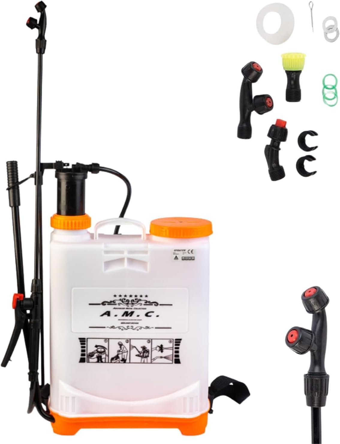 Pompa a Spalla Manuale 16L per Nebulizzazione e Irrorazione – Nebulizzatore a Pressione per Disinfestazione e Giardinaggio con Ugello in Ottone Regolabile