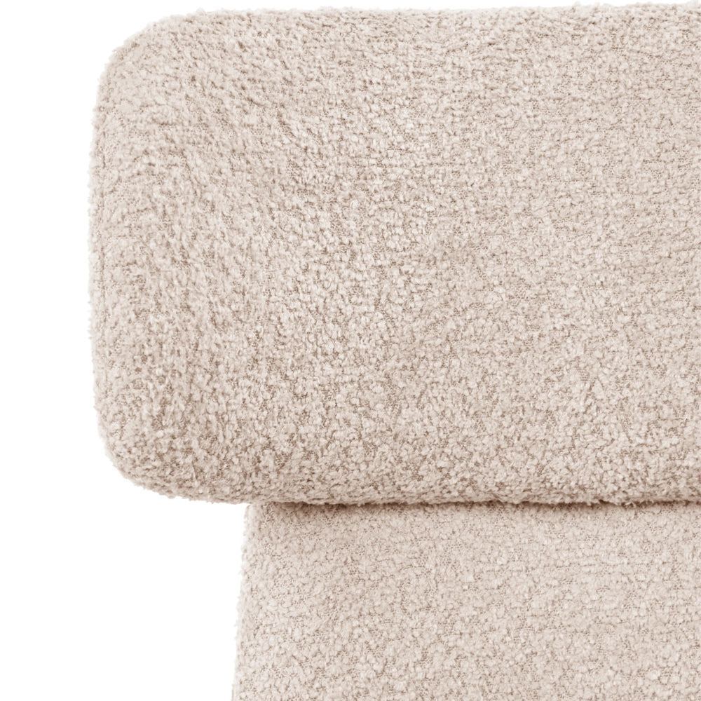 Sedia da ufficio in tessuto bouclé beige chiaro senza braccioli completamente girevole con regolazione dell'altezza del sedile