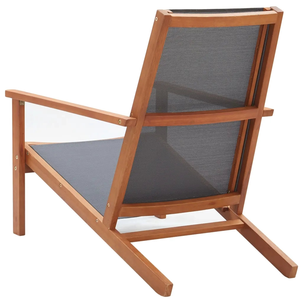 Sedia da Giardino Grigia Legno Massello Eucalipto e Textilene 48695