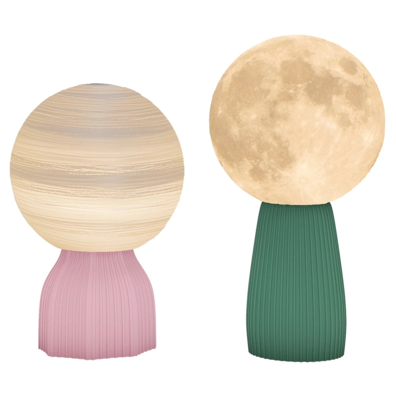 Set di lampade da tavolo dal design planetario, 3 colori, USB, plastica, bianco