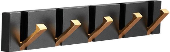 Wandhaak in stile con finitura nera e oro, con regolazione per spazio risparmiato, adatto per entrambi i sessi, per uso in ingresso, bagno, cucina.