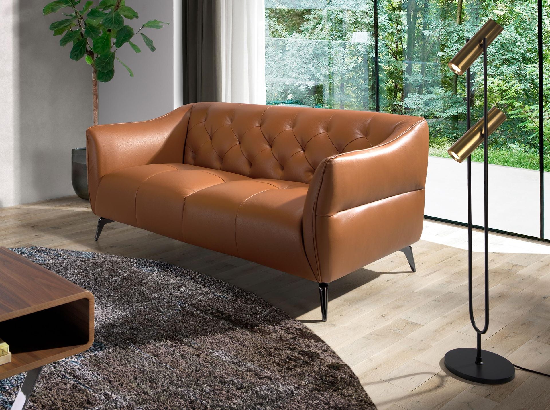 Divano Chester a 2 posti in pelle marrone