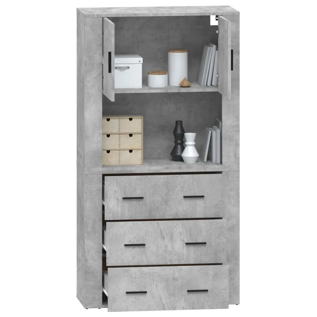Credenza-Buffet-Armadio da cucina Grigio Cemento in Legno Multistrato 110253