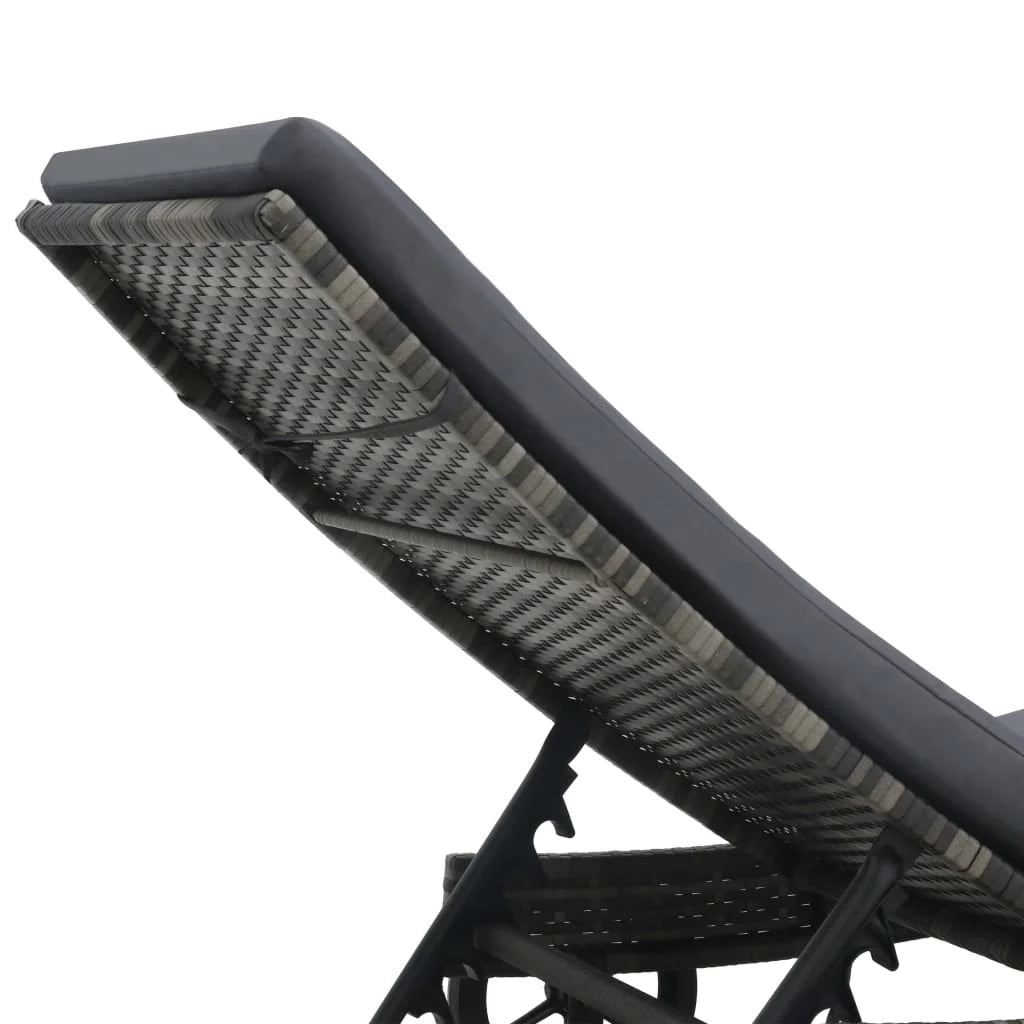 Lettino prendisole sedia a sdraio lettino prendisole letto da giardino mobili da esterno per patio con ruote e cuscino resina intrecciata antracite 02_0012593