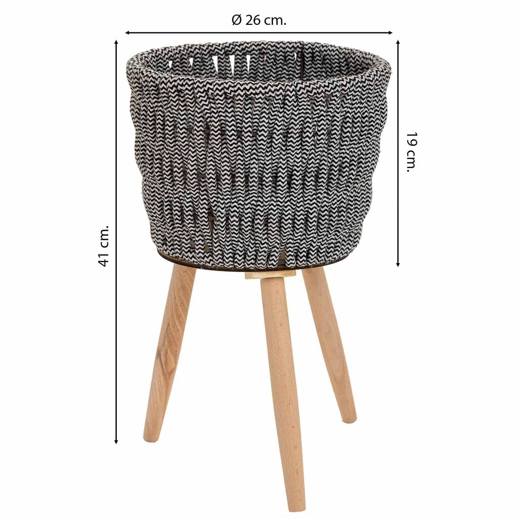 Fioriera in metallo e cotone grigio d26x19/41h