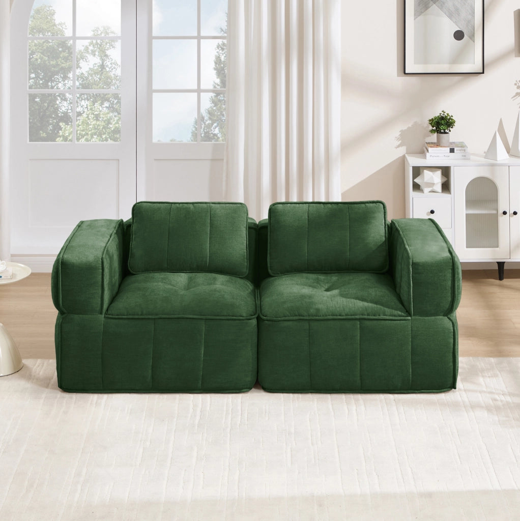 Divano modulare 2 posti senza struttura 198x93x67 cm in poliestere verde; senza montaggio