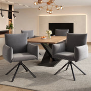Chaise da sala da pranzo girevoli con braccioli imbottiti e schienale ergonomico set da 4 in velluto grigio